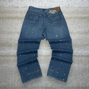 Vintage Skater Wide Leg Jeans Von Dutch Baggy Dark Wash Denim Made in USA Y2K